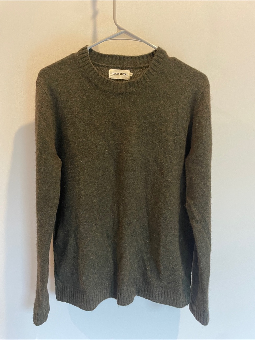 Taylor Stitch the Lodge Sweater Moss Green Yak Wool Medium